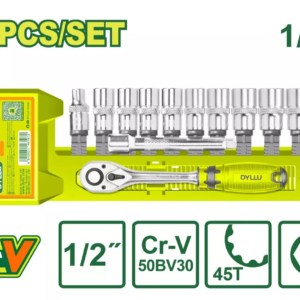 SET DE LLAVE CRIQUE Y BOCALLAVES 1/2" 12 PCS DYLLU