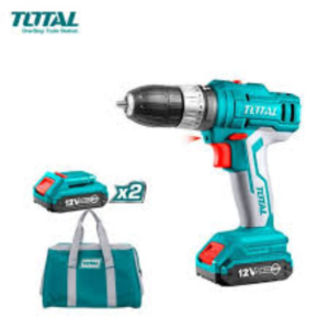 TALADRO PERCUTOR INALAMBRICO - 12 VOL - 2 BATERIAS CON MALETIN PMT, TOTAL MAQUINAS
