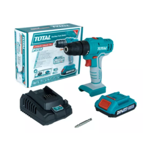 TALADRO INALAMBRICO 10 MM - 20 VOL - 1 BATERIA 2 AMP EN CAJA TOTAL MAQUINAS